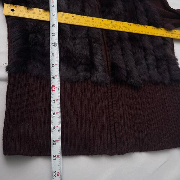 Yarns By Mode Brown Y2K Sweater Jacket Fur Vest Full Zip Long Sleeve M - Picture 9 of 10